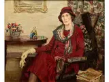 Dame im Salon by John Arthur Lomax, oil on canvas, offered Dec 2015