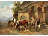 Pferdegespann vor Einem Gasthof by Adolf van der Venne, oil on canvas, offered Mar 2025