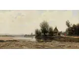 Dorfstrasse am see by Monogrammist des 19. Jahrhunderts, oil on canvas, sold Jun 2024