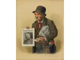 Münchner Zeitungsverkäufer by Peter Krämer, watercolor, sold Sep 2024