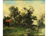 Die Kate am Fluss by Paul Köster, oil on canvas, offered Jun 2024