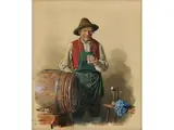 Der Kritische Schluck by Peter Krämer, watercolor, offered Jun 2024