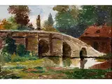 Blick auf Eine Sommerliche Landschaft mit Brücke by Olga Wisinger-Florian, oil on panel, sold Jul 2015