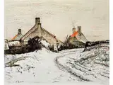 Häuser von Knokke im Schnee by Paul Baum, color lithograph, offered Dec 2016