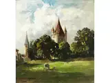 Die Burg Haag by Fritz Halberg-Krauss, oil on board, sold Jun 2024