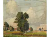 Landschaft mit Baumgruppe by Richard Kaiser, oil on canvas, sold Mar 2026