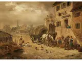 Vor Dörflichem Gasthaus by Desire Thomassin, oil on panel, sold Dec 2019