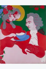Couple à la tasse by Nicolás García Uriburu, Huile sur toile, sold Nov 2024