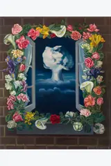 Le langage des fleurs by Jane Graverol, 1954, huile sur panneau, sold Jan 2025