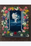 Le langage des fleurs by Jane Graverol, 1954, huile sur panneau, sold Jan 2025