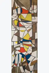 Composition abstraite by Sylvain Bronckart, 1956, Huile sur panneau, sold Jan 2025