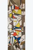 Composition abstraite by Sylvain Bronckart, 1956, Huile sur panneau, sold Jan 2025