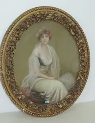 Bildnis einer Dame by Fausto Giusto, pastel, sold Sep 2016