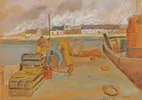 Le retour de la pêche by Alphonse Lanoë, 1973, gouache, sold Sep 2016