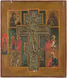 Russisch, Mitte 19.Jh by Staurothek-Ikone "Kreuzigung Christi", tempera, offered Sep 2016