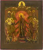 Russisch, 1900–1917 by Gottesmutter Freude aller Leidenden, tempera, offered Sep 2016