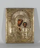 Russisch, Um 1900 by Gottesmutter von Kasan mit Oklad, tempera, sold Sep 2016