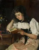 Lieseuse (Ida Regamey)", 1889 by Auguste Baud-Bovy, oil on panel, offered Sep 2016