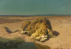 Ruhender Löwe, 1864 by Rudolf Koller, oil on canvas, sold Sep 2016