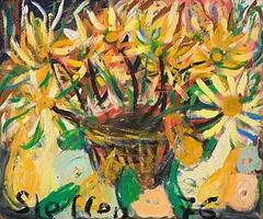Blumenkorb, 1976 by Walter Arnold Steffen, oil on board, offered Sep 2016
