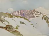 Winterliche Berglandschaft bei Davos Klosters by Hans Beat Wieland, 1907, watercolor, sold Sep 2016