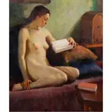 Seated Nude Reading by Lee Fritz Randolph, oil on canvas, sold Dec 2023