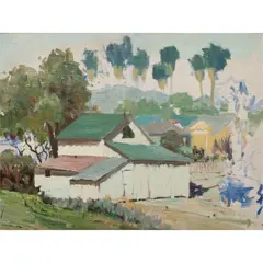Hazy L.A Morning," circa by Victor Matson, 2012, oil on masonite, sold Dec 2023