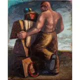 Zirkus Artisten I," 1986-87 by Thomas Schindler, oil on canvas, sold Dec 2023