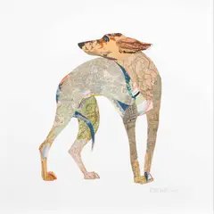 Wee Pet Too by Peter Clark, 2008, collage on paper, sold Dec 2023