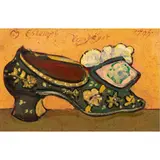 Shoe by Ira Yeager, oil/acrylic on canvas with artist-made frame, sold Dec 2023