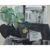 Untitled (Still Life with Lemon) by Theophilus Brown, oil on canvas, sold Dec 2023