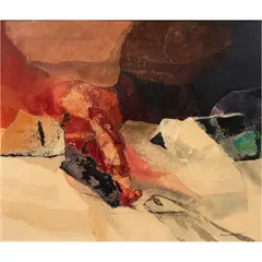 Untitled by Alexander Nepote, mixed media on masonite, sold Dec 2023