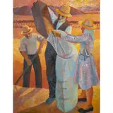 Untitled (Harvest) by Manuel de Arce, mixed media on canvas, sold Dec 2023