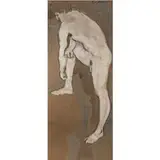 Figure Reaching by Guy Anderson, oil on tarred roofing paper affixed to board, sold Dec 2023