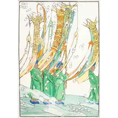 Procession by Bertha Lum, 1934, woodcut, sold Dec 2023
