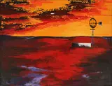 Windpump in a Landscape by Maria Mzoni, oil on canvas, sold Nov 2025