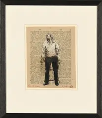 Standing Self Portrait by William Kentridge, charcoal and pastel on found paper, sold Nov 2025