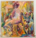 Abstract Seated Female Nude by Mary Bernstein, Oil on Canvas, sold Apr 2025