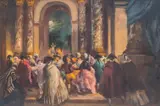 Venetian Masquerade Ball by Ch. Krogner, Oil on Canvas, sold Apr 2025