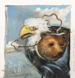 Bear Market by Michael Paraskevas, 1986, Acrylic on Illustration Board, sold Apr 2025
