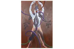 Untitled by Mark Kostabi, oil on canvas, offered Aug 2022