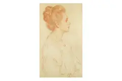 Untitled by Albert Edward Sterner, 1900, Pencil, red crayon, offered Aug 2022