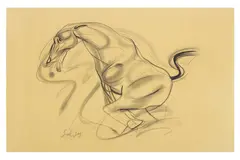 Untitled by Sunil Das, charcoal, offered Jun 2022