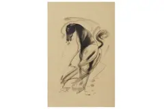 Untitled by Sunil Das, charcoal, offered Jun 2022