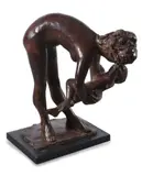 Mother and child Bronze Stamped with signature and numbered 3.9 on base Height (including base): 46cm (18 in.) by Enzo Plazzotta, Bronze, sold Mar 2020