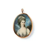 Portrait of a lady wearing white robes with a pale pink underdress by James Nixon, Watercolour on ivory, offered Mar 2020