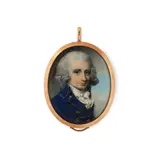 Portrait of Edward Scott wearing a royal blue coat with gold piping by George Engleheart, Watercolour on ivory, sold Mar 2020