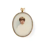 Portrait of a young boy wearing a white slip Watercolour on ivory Signed J by Joseph Otis Minott, 1907, Watercolour on ivory, offered Mar 2020