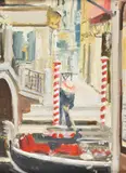 Gondola in Venice Oil on board Signed lower left 41 x 30.5cm (16 x 12 in.) λ indicates that this lot may be subject to Droit de Suite royalty charges by Paul Brown, Oil on board, sold Dec 2019