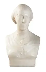 A Victorian sculpted white marble bust of a lady wearing a ca by John Adams-Acton, sculpture, sold Dec 2019